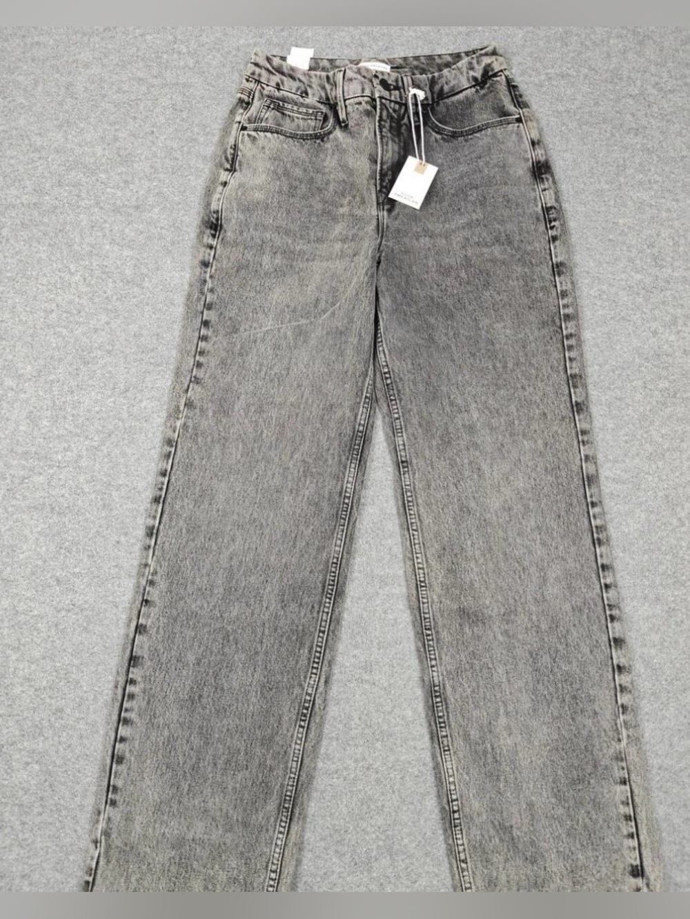 Good American Straight Leg High-Rise Jeans - Gray Wash